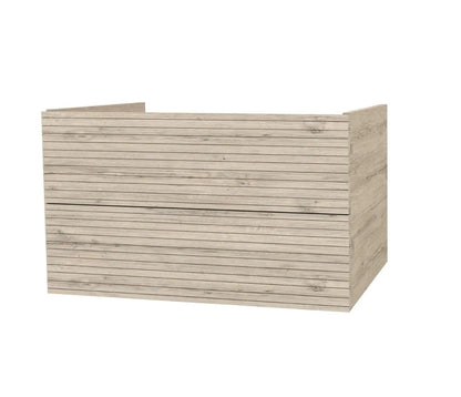 SaniSupreme® HighLine Elite Wastafel Onderkast Badmeubel 60x45x50 cm met Horizontaal Reliëf Licht Hout