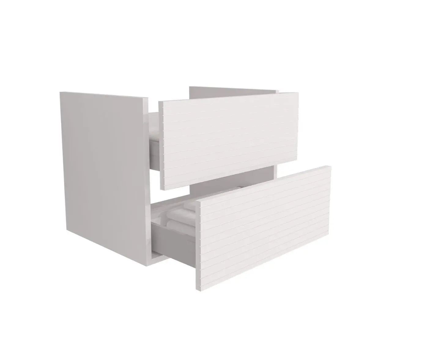 SaniSupreme® HighLine Elite Wastafel Onderkast Badmeubel 60x45x50 cm met Horizontaal Reliëf Mat Wit