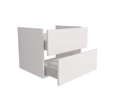 SaniSupreme® HighLine Elite Wastafel Onderkast Badmeubel 60x45x50 cm met Horizontaal Reliëf Mat Wit