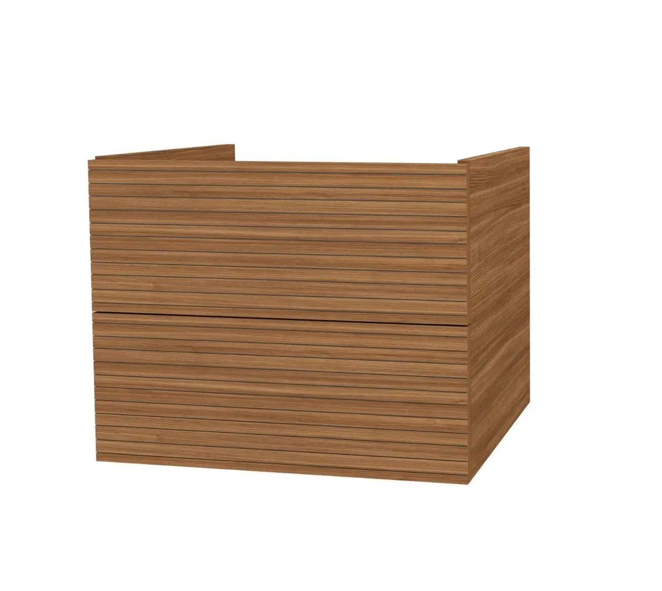 SaniSupreme® HighLine Elite Wastafel Onderkast Badmeubel 60x45x50 cm met Horizontaal Reliëf Walnoot