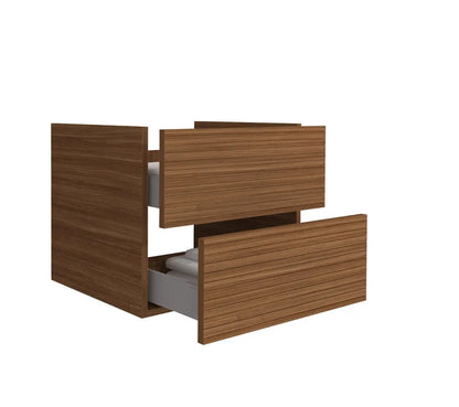 SaniSupreme® HighLine Elite Wastafel Onderkast Badmeubel 60x45x50 cm met Horizontaal Reliëf Walnoot