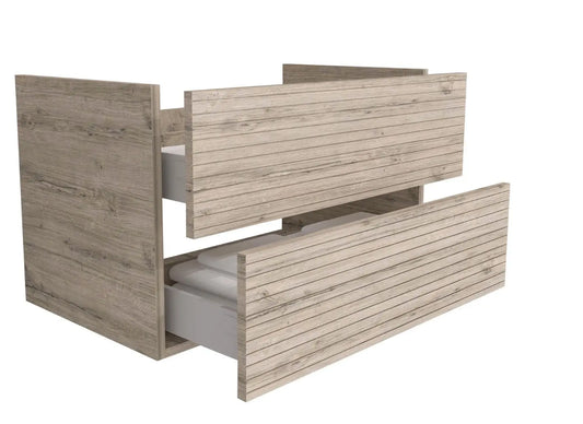 SaniSupreme® HighLine Elite Wastafel Onderkast Badmeubel 80x45x50 cm met Horizontaal Reliëf Licht Hout