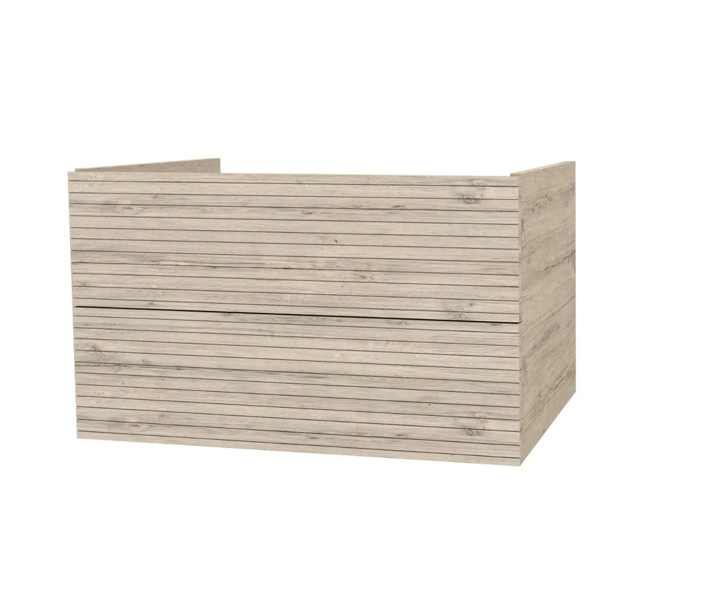 SaniSupreme® HighLine Elite Wastafel Onderkast Badmeubel 80x45x50 cm met Horizontaal Reliëf Licht Hout