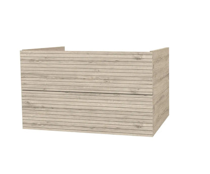 SaniSupreme® HighLine Elite Wastafel Onderkast Badmeubel 80x45x50 cm met Horizontaal Reliëf Licht Hout