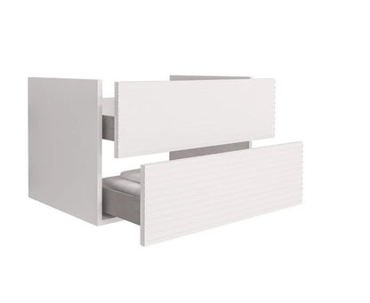 SaniSupreme® HighLine Elite Wastafel Onderkast Badmeubel 80x45x50 cm met Horizontaal Reliëf Mat Wit