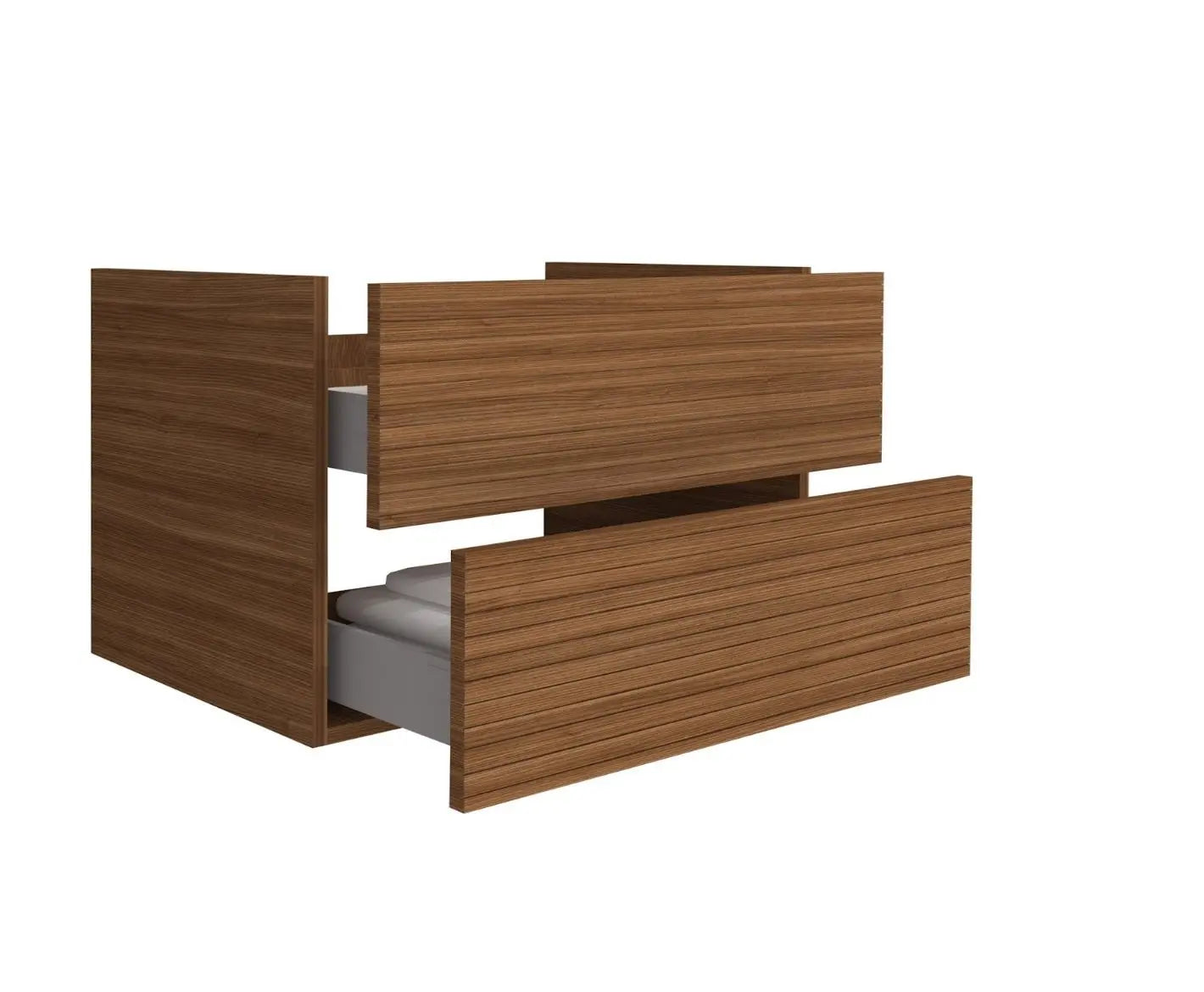 SaniSupreme® HighLine Elite Wastafel Onderkast Badmeubel 80x45x50 cm met Horizontaal Reliëf Walnoot