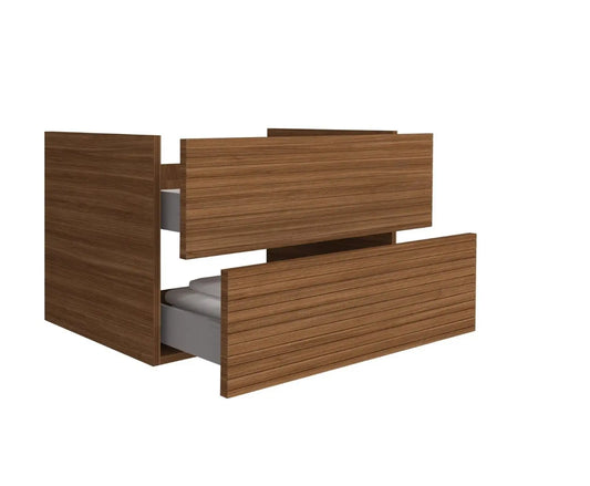 SaniSupreme® HighLine Elite Wastafel Onderkast Badmeubel 80x45x50 cm met Horizontaal Reliëf Walnoot