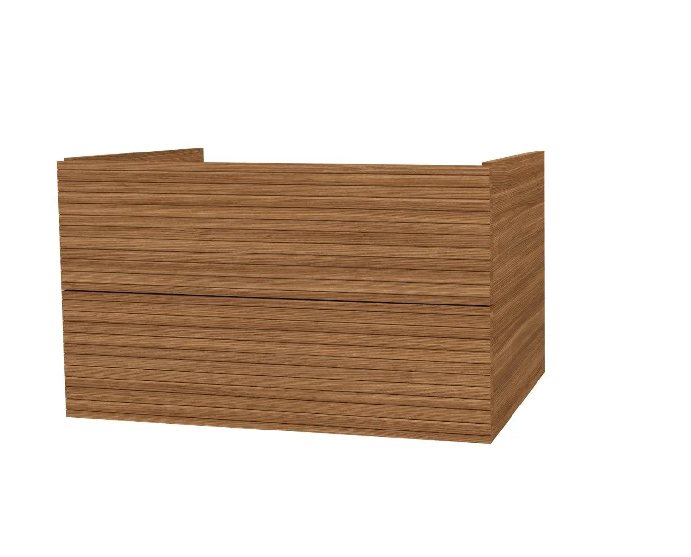 SaniSupreme® HighLine Elite Wastafel Onderkast Badmeubel 80x45x50 cm met Horizontaal Reliëf Walnoot