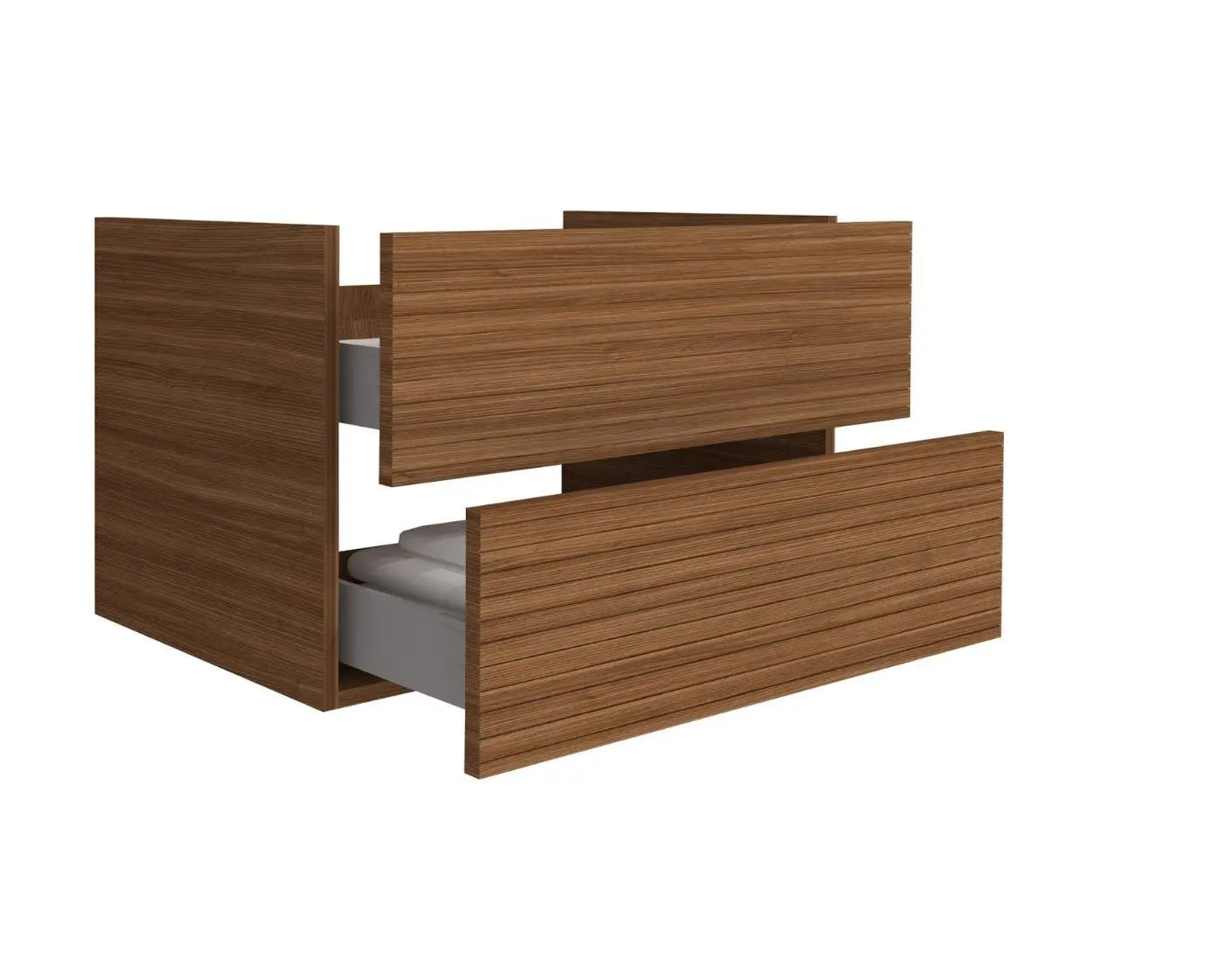 SaniSupreme® HighLine Elite Wastafel Onderkast Badmeubel 80x45x50 cm met Horizontaal Reliëf Walnoot