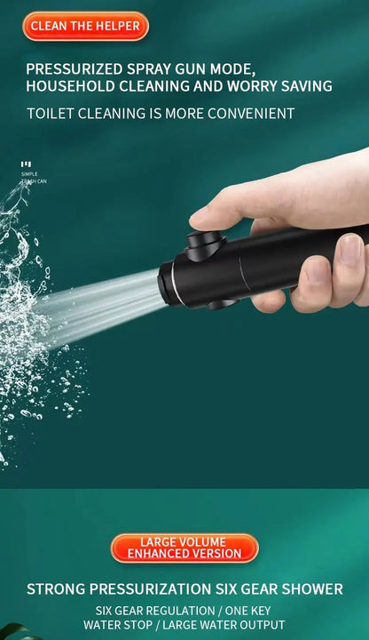 SaniSupreme HighLine Waterbesparende Jet Handdouche met 6 functies Chroom