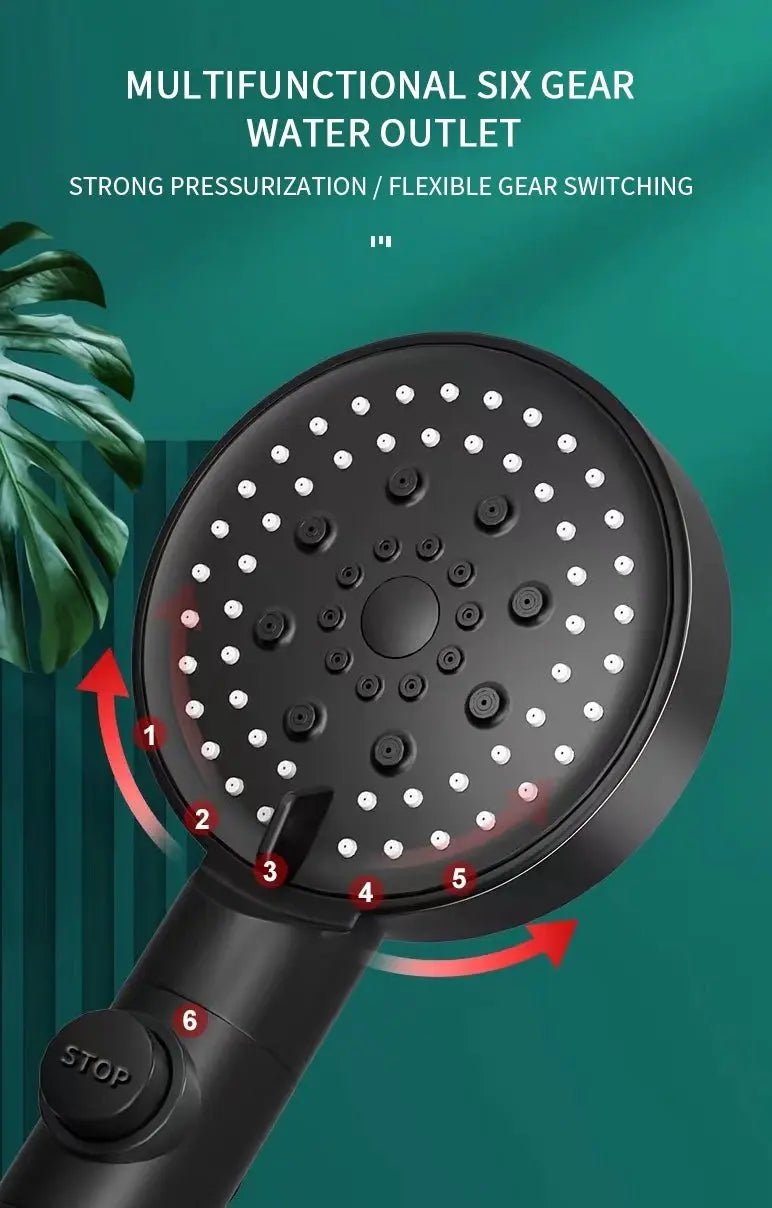 SaniSupreme HighLine Waterbesparende Jet Handdouche met 6 functies zwart