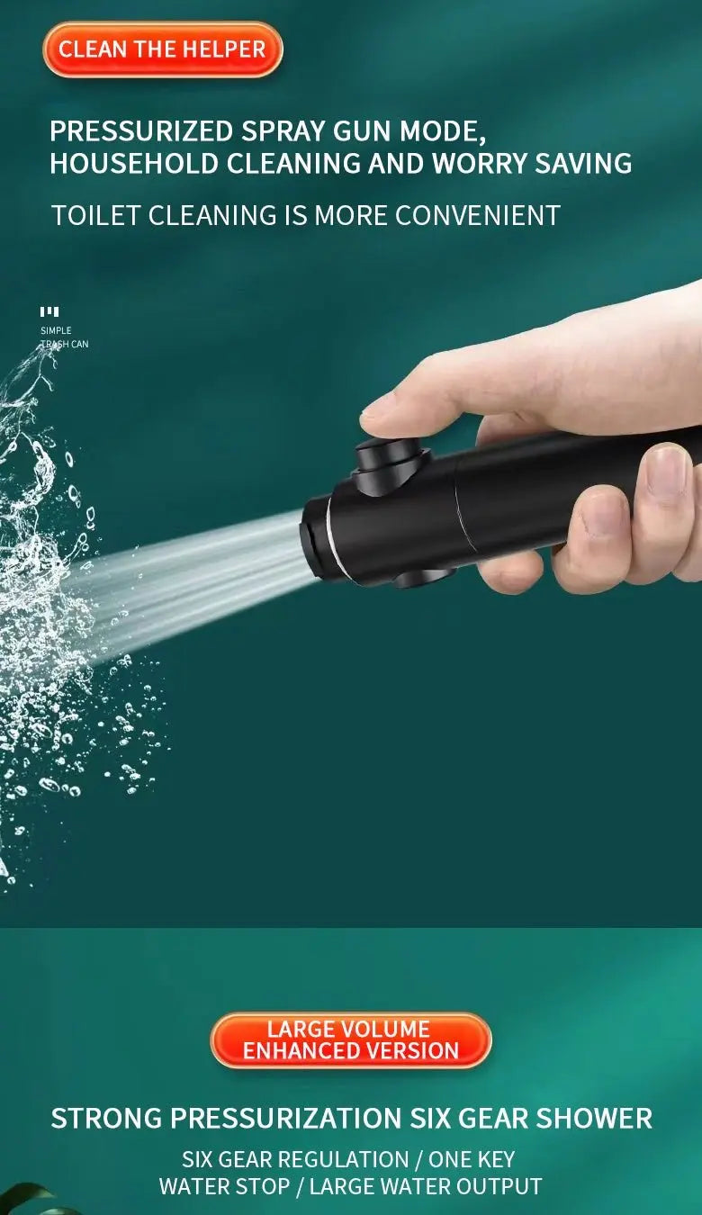 SaniSupreme HighLine Waterbesparende Jet Handdouche met 6 functies zwart