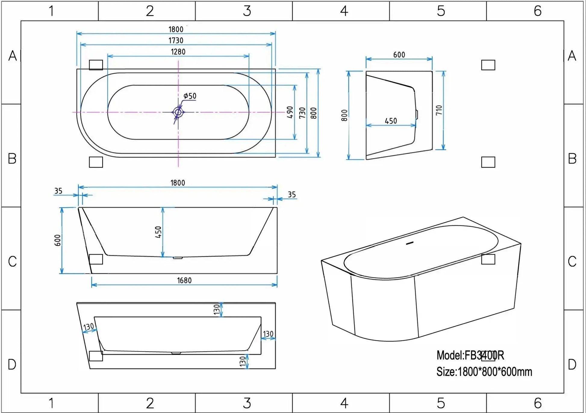 SaniSupreme hoekbad links AquaTherme met push - up acryl wit 180x80