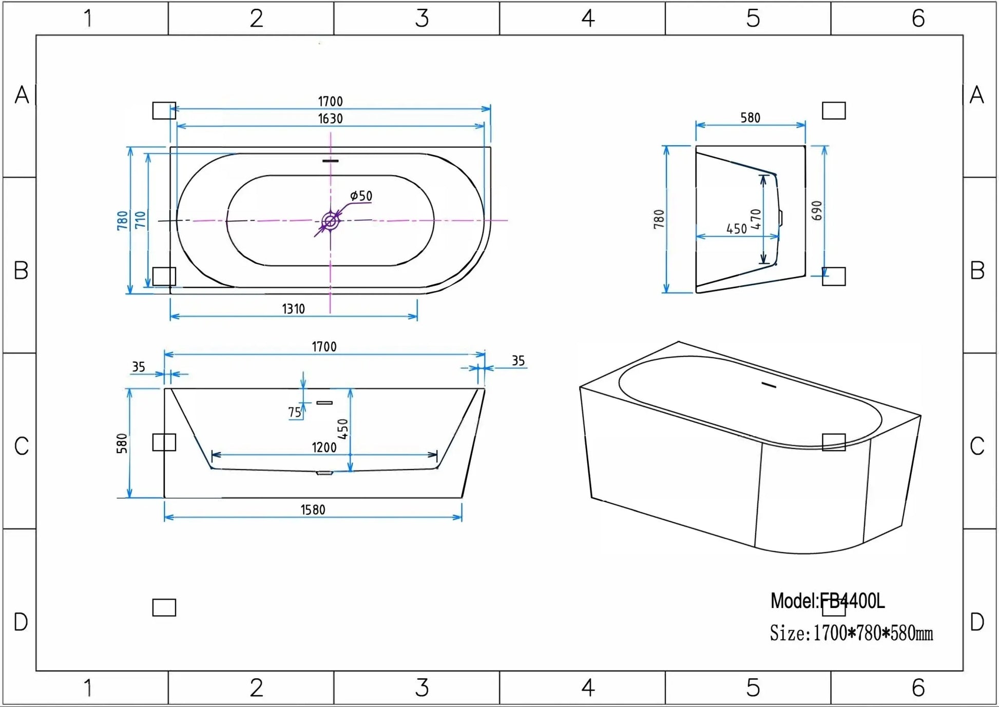 SaniSupreme hoekbad rechts AquaTherme met push - up acryl wit 170x78