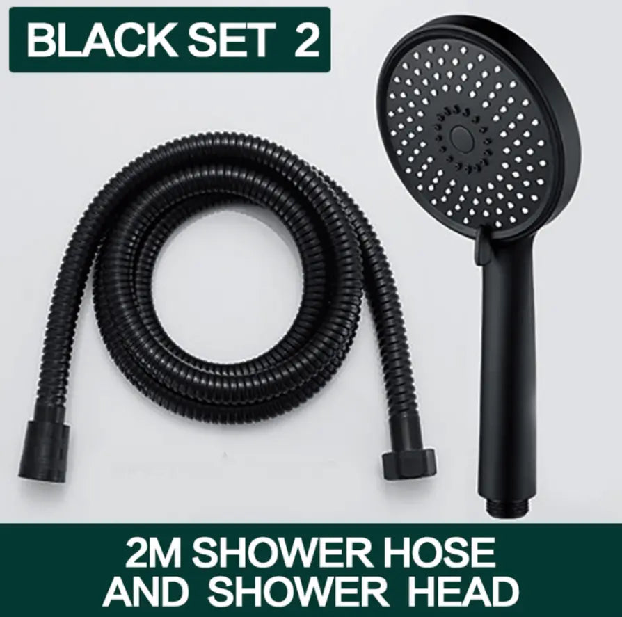 SaniSupreme Ibiza waterbesparende Handdouche met 6 waterstraal functies zwart inclusief 2 meter doucheslang