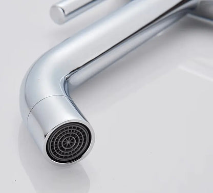 SaniSupreme Idora keramische wastafel kraan opbouw hoog model gebogen uitloop Chroom