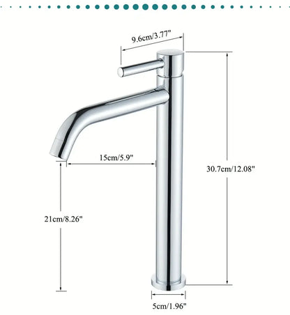 SaniSupreme Idora keramische wastafel kraan opbouw hoog model gebogen uitloop Chroom