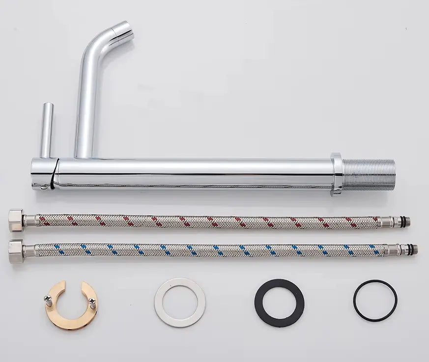 SaniSupreme Idora keramische wastafel kraan opbouw hoog model gebogen uitloop Chroom