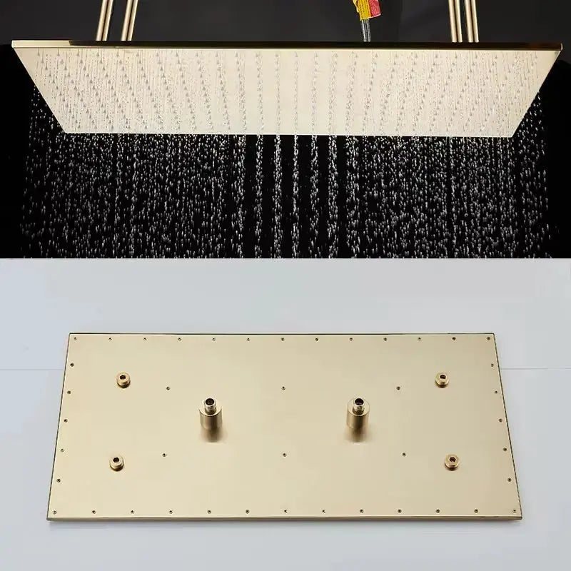 SaniSupreme Inbouw Manhattan Premium Plafondunit 40x80 cm regendouche met LED vierkant goud geborsteld