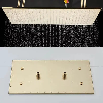 SaniSupreme Inbouw Manhattan Premium Plafondunit 40x80 cm regendouche met LED vierkant goud geborsteld