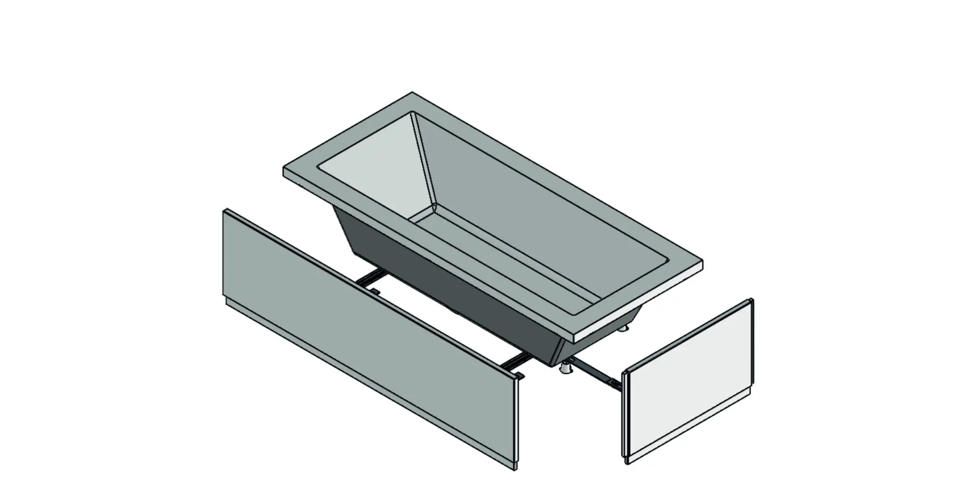 SaniSupreme Inbouw Ombouw Bad AquaTherme Plus Acryl glanzend wit 180x80x56.5