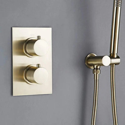 SaniSupreme Inbouw Regendouche Set Aloni met Handdouche en Wanduitloop Geborsteld Goud Sanisupreme