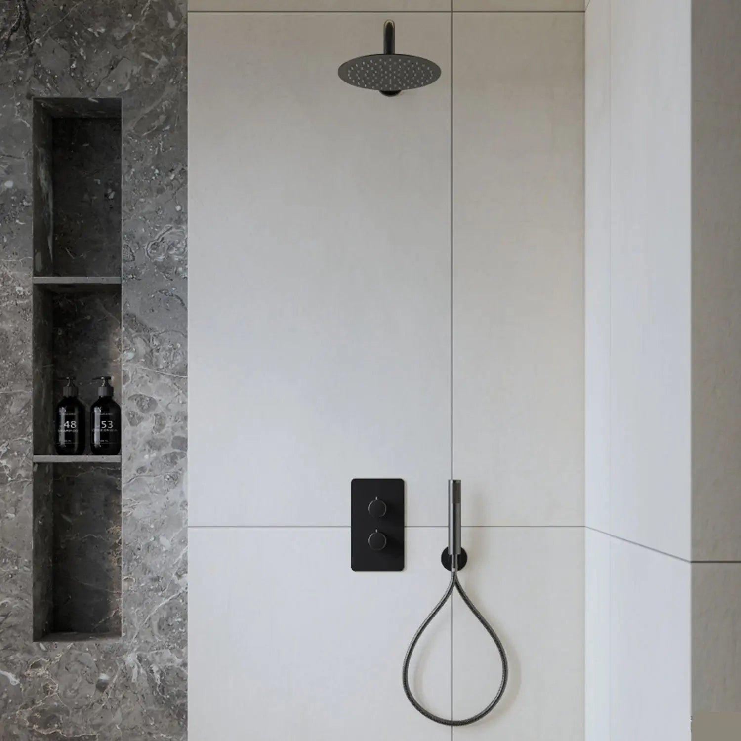 SaniSupreme Inbouw Regendouche Set Creavit Aloni met Handdouche en Wanduitloop Gunmetal Grijs