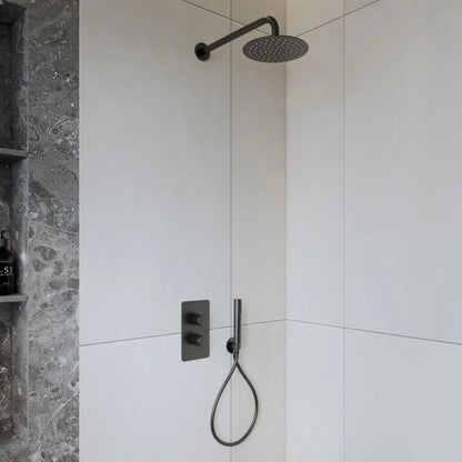 SaniSupreme Inbouw Regendouche Set Creavit Aloni met Handdouche en Wanduitloop Gunmetal Grijs