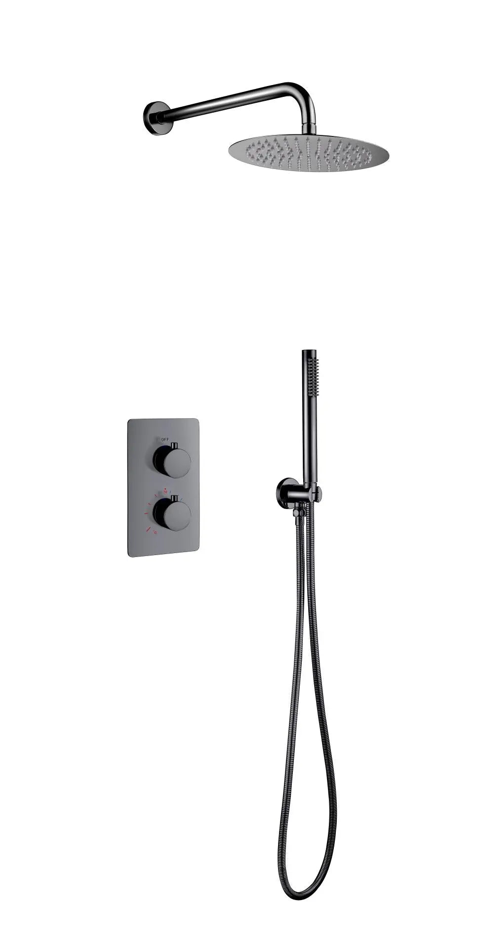 SaniSupreme Inbouw Regendouche Set Creavit Aloni met Handdouche en Wanduitloop Gunmetal Grijs