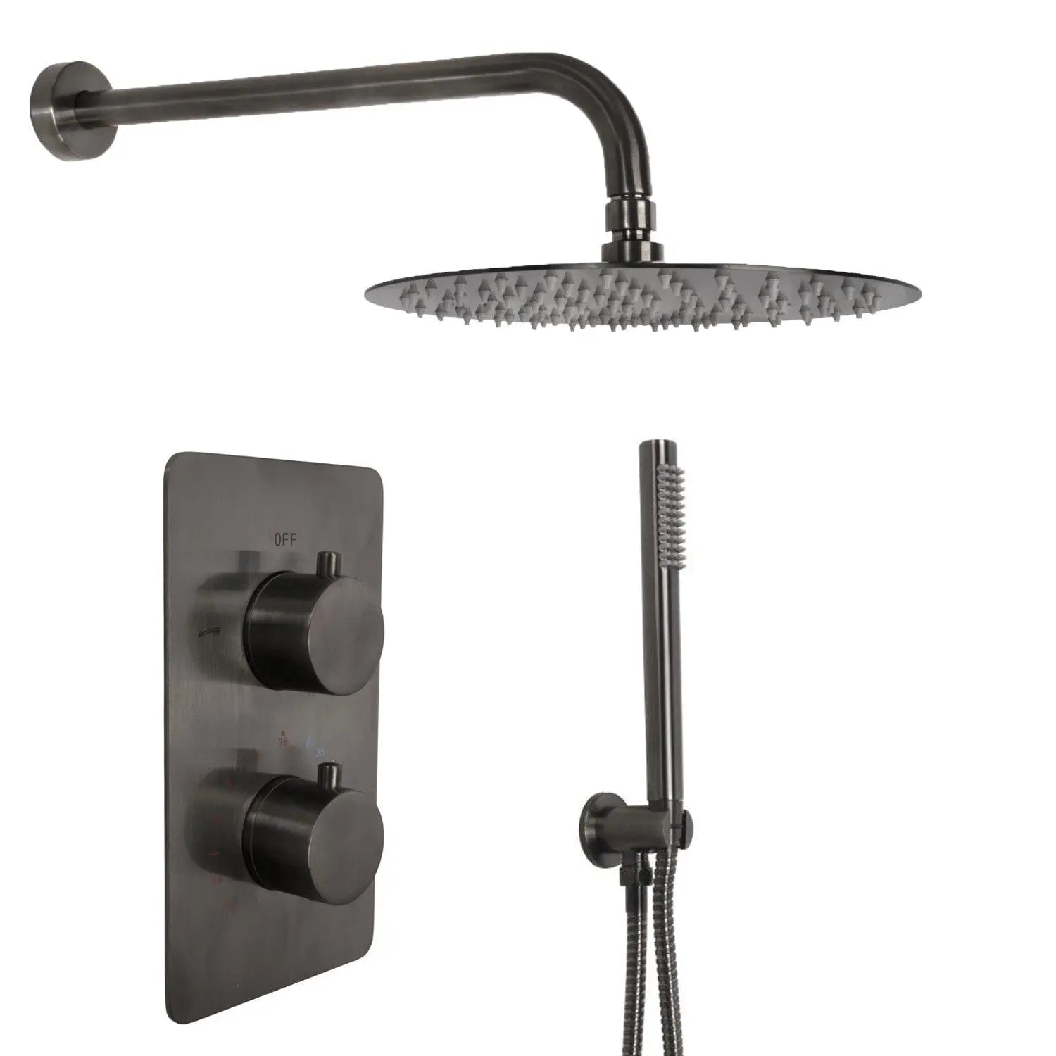SaniSupreme Inbouw Regendouche Set Creavit Aloni met Handdouche en Wanduitloop Gunmetal Grijs