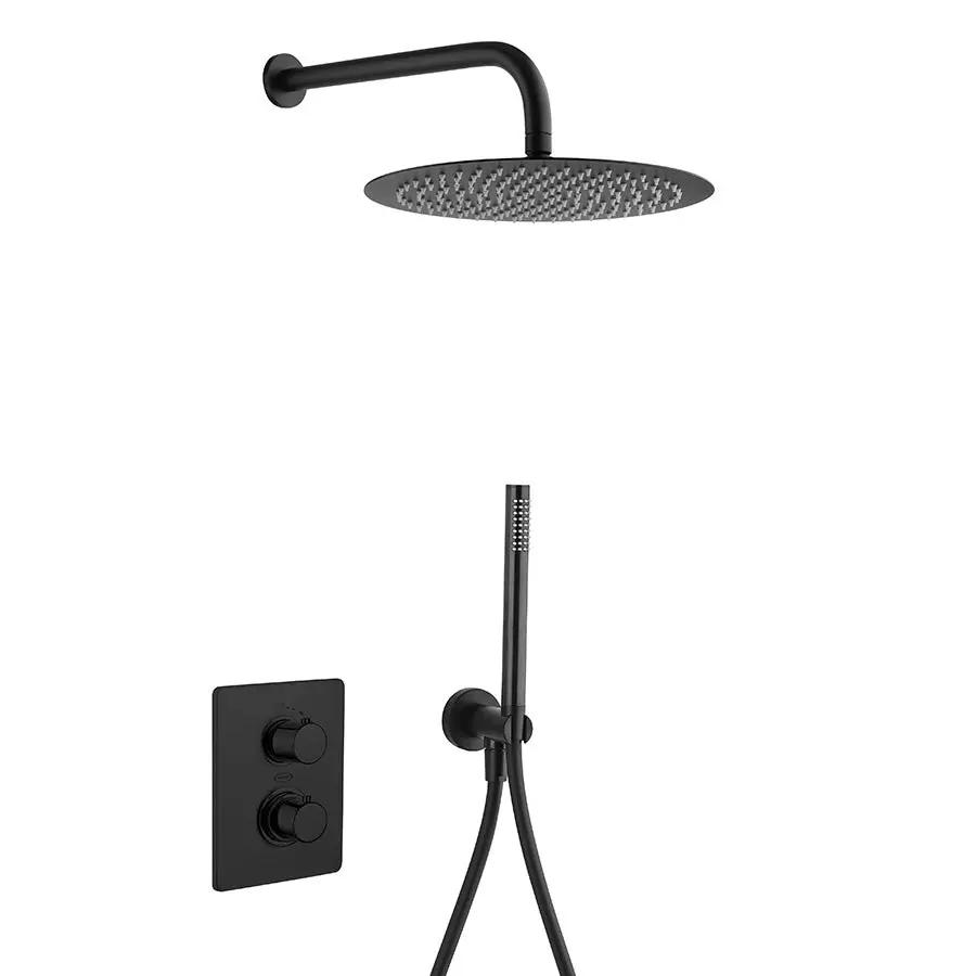 SaniSupreme Inbouw Regendouche Set Creavit Aloni met Handdouche en Wanduitloop Mat Zwart Sanisupreme