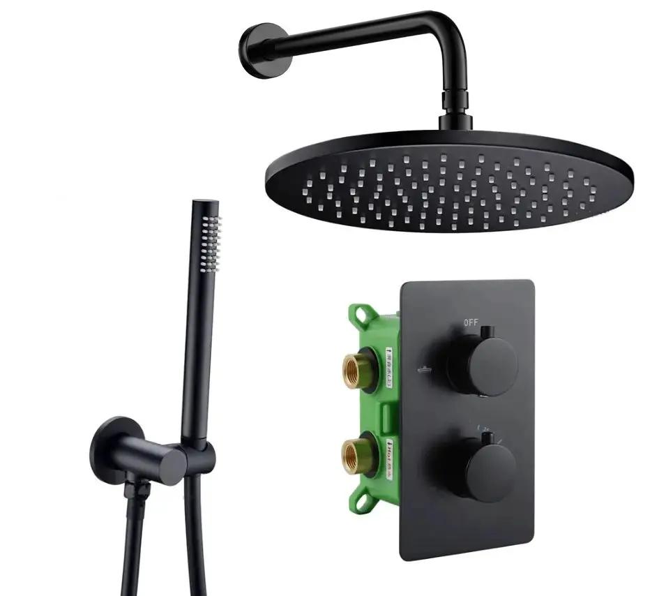 SaniSupreme Inbouw Regendouche Set Creavit Aloni met Handdouche en Wanduitloop Mat Zwart Sanisupreme