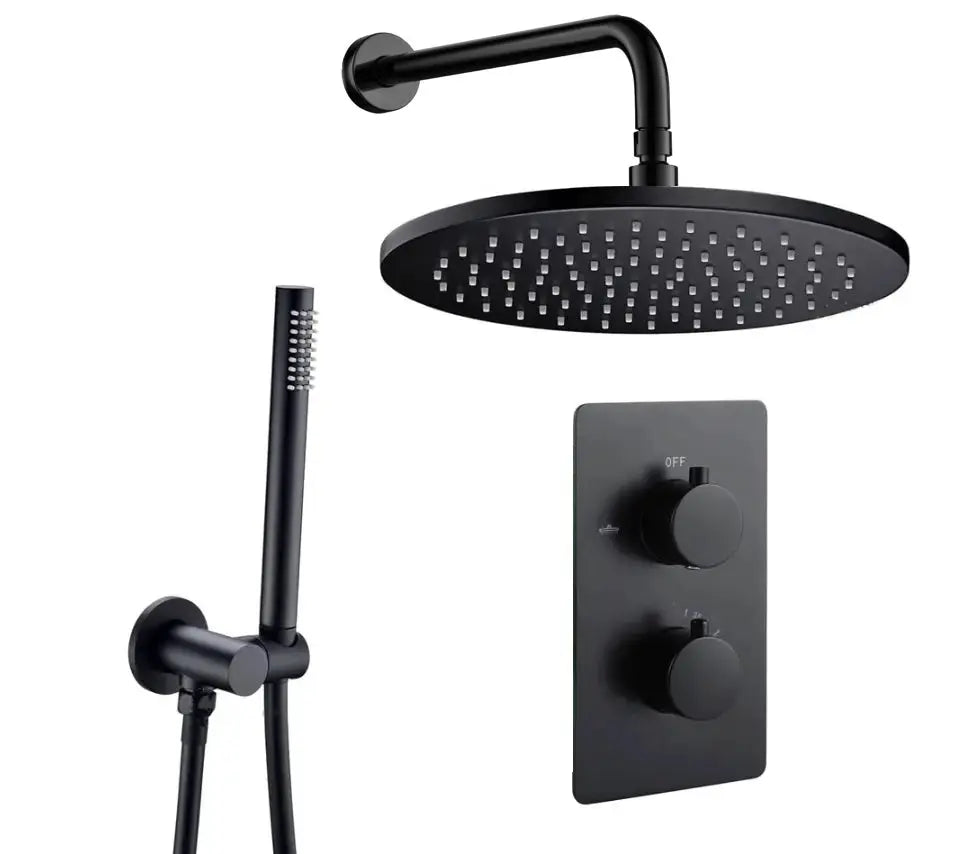 SaniSupreme Inbouw Regendouche Set Creavit Aloni met Handdouche en Wanduitloop Mat Zwart Sanisupreme