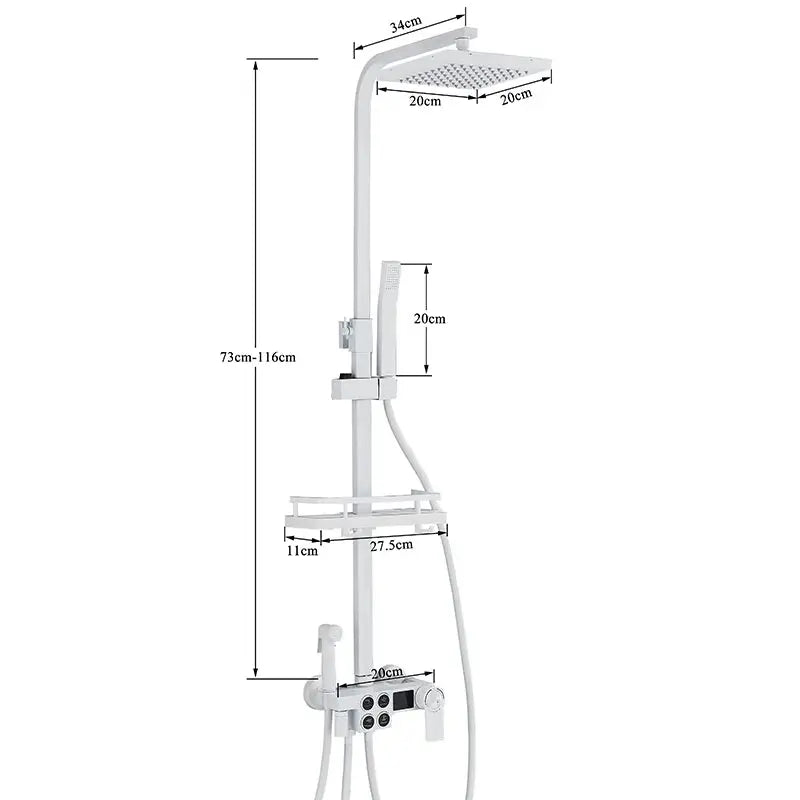 SaniSupreme Kentucky LCD Thermostatisch opbouw doucheset 19 x 29 cm. regendouche chroom glans vierkant