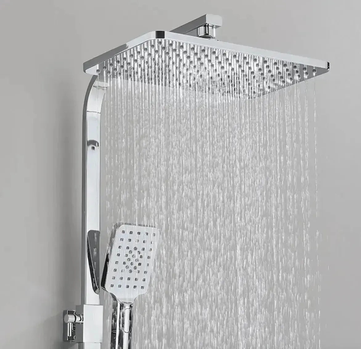 SaniSupreme Kentucky LCD Thermostatisch opbouw doucheset 19 x 29 cm. regendouche chroom glans vierkant