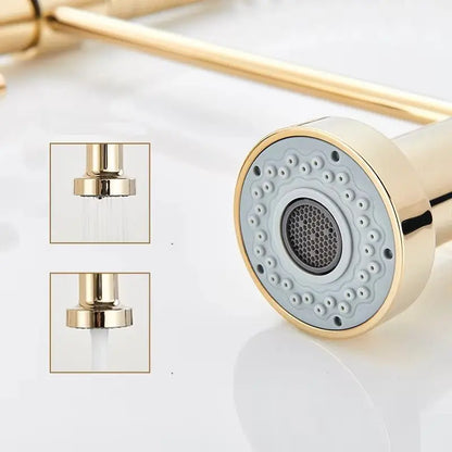 SaniSupreme Keukenkraan Pull - down Bologna gebogen met veer Goud Glans Polish