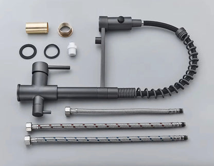 SaniSupreme Keukenkraan Pull - down Bologna gebogen met veer Mat Grijs