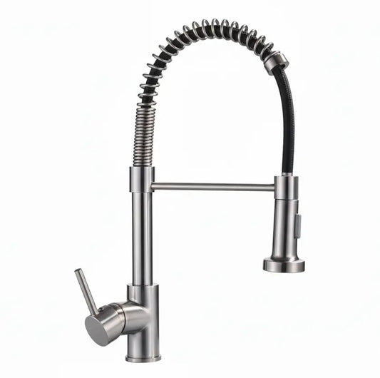 sanisupreme-keukenkraan-pull-down-bologna-gebogen-met-veer-nikkel-brush-rvs-zwarte-slang