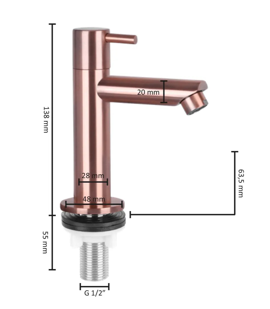SaniSupreme koper koudwater kraan/fonteinkraan toilet rechte uitloop