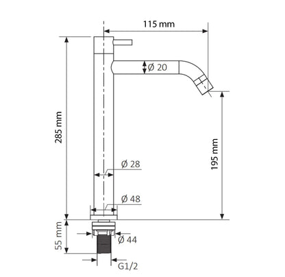 SaniSupreme koudwater kraan fonteinkraan toilet chroom mat