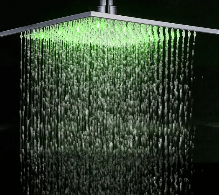 SaniSupreme LED EcoSave Manhattan vierkante hoofddouche regendouche 25 × 25 cm. mat zwart