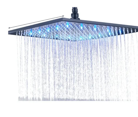 SaniSupreme LED EcoSave Manhattan vierkante hoofddouche regendouche 25 × 25 cm. mat zwart