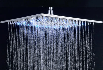 SaniSupreme LED EcoSave Manhattan vierkante hoofddouche regendouche 30 × 30 cm. chroom