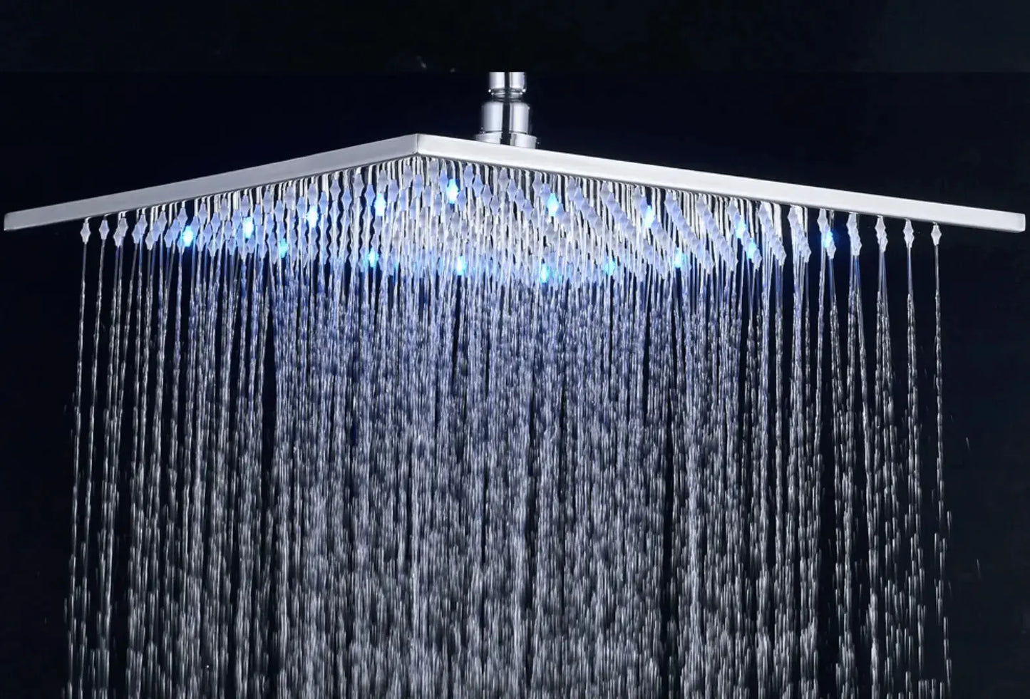SaniSupreme LED EcoSave Manhattan vierkante hoofddouche regendouche 25 × 25 cm. chroom glans Sanisupreme