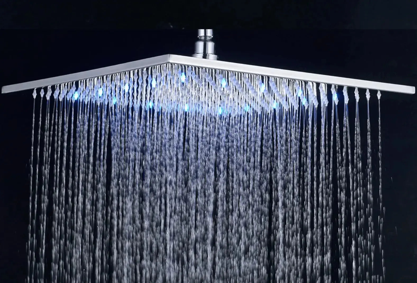 SaniSupreme LED EcoSave Manhattan vierkante hoofddouche regendouche 25 × 25 cm. chroom glans Sanisupreme