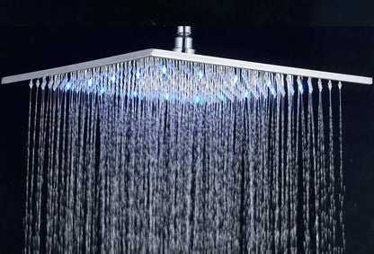 SaniSupreme LED EcoSave Manhattan vierkante hoofddouche regendouche 25 × 25 cm. chroom glans Sanisupreme