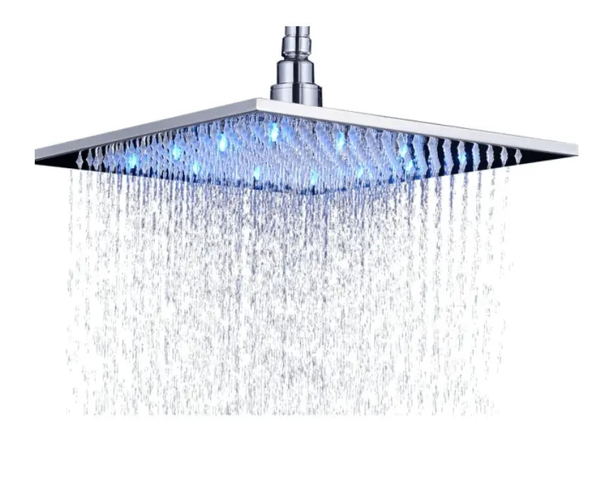 SaniSupreme LED EcoSave Manhattan vierkante hoofddouche regendouche 30 × 30 cm. chroom