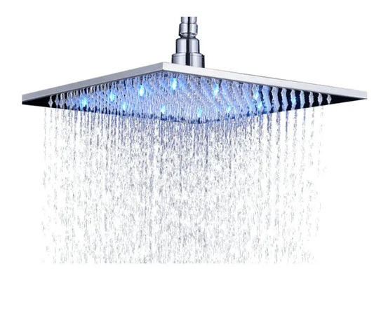 SaniSupreme LED EcoSave Manhattan vierkante hoofddouche regendouche 30 × 30 cm. chroom