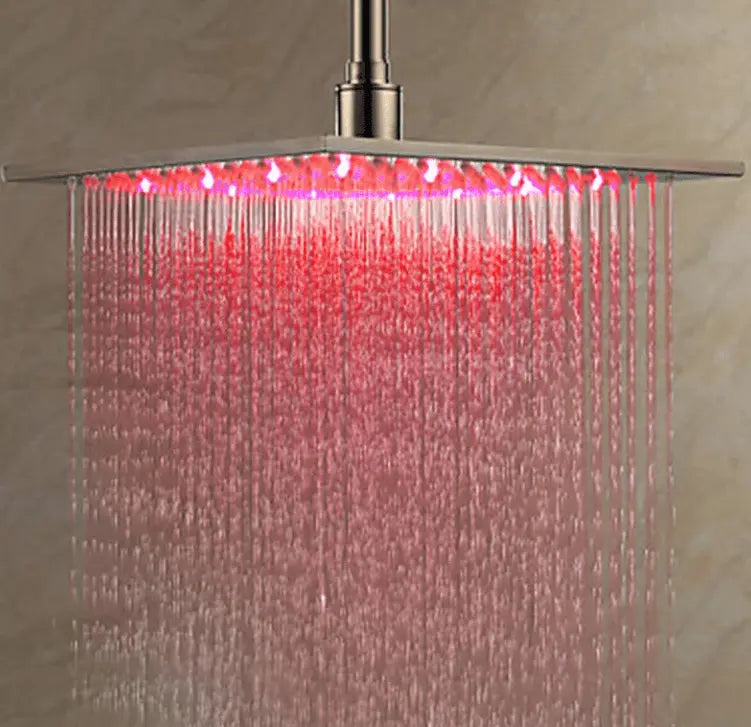 SaniSupreme LED EcoSave Manhattan vierkante hoofddouche regendouche 30 × 30 cm. chroom