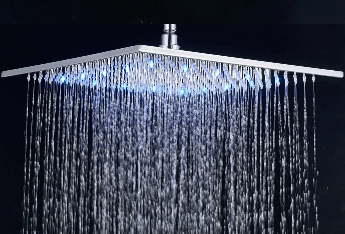 SaniSupreme LED EcoSave Manhattan vierkante hoofddouche regendouche 30 × 30 cm. mat zwart